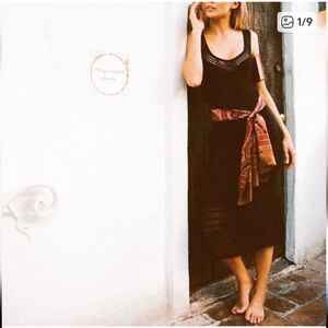 Arnhem Brooklyn Black Crochet Organic Cotton Midi